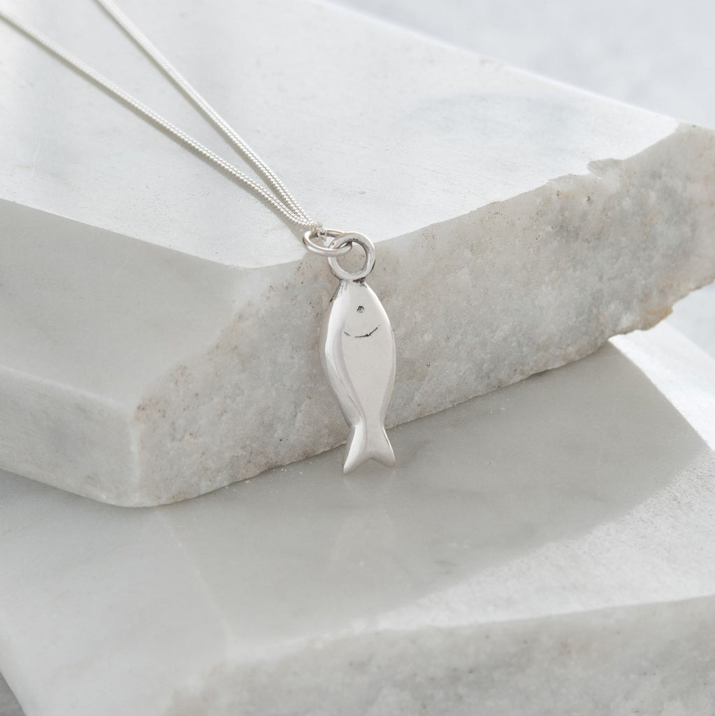 Sterling silver fish necklace sale
