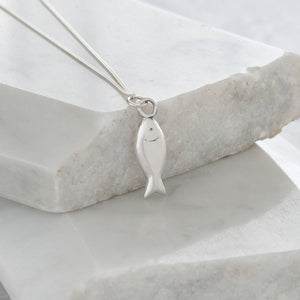 Fish Pendant Necklace Sterling Silver