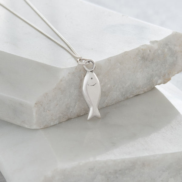 Fish Pendant Necklace Sterling Silver