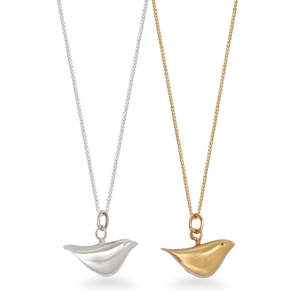 Bird Pendant Necklace Gold Vermeil