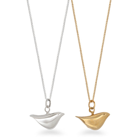 Bird Pendant Necklace Gold Vermeil