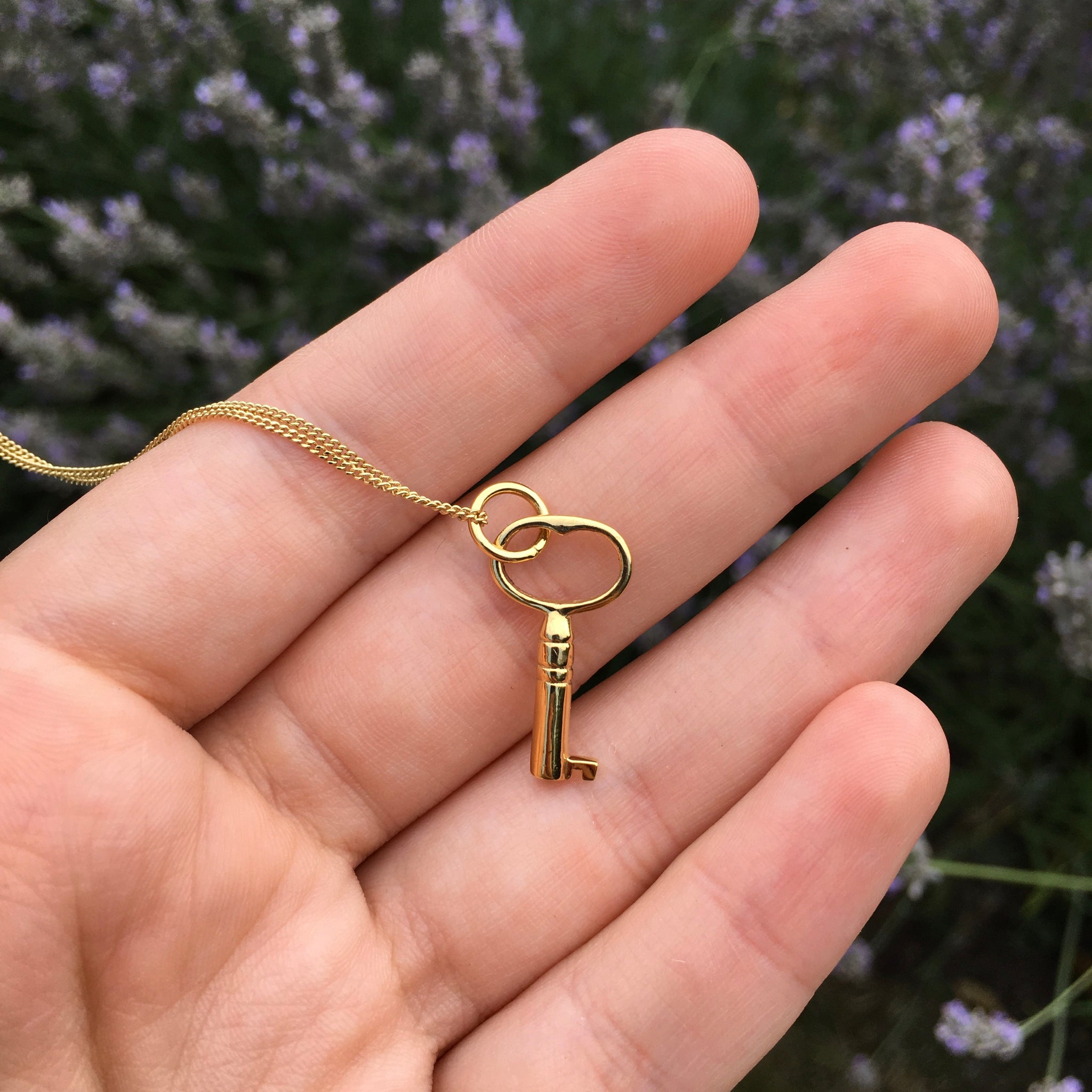 Key Pendant Necklace Gold Vermeil