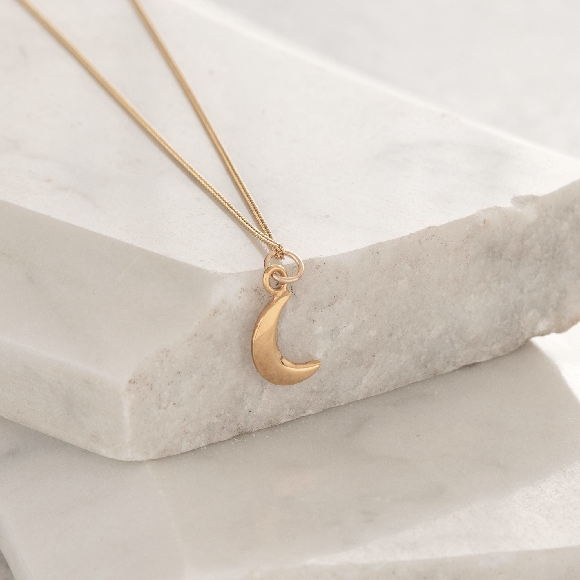 Moon Charm Necklace Gold Vermeil