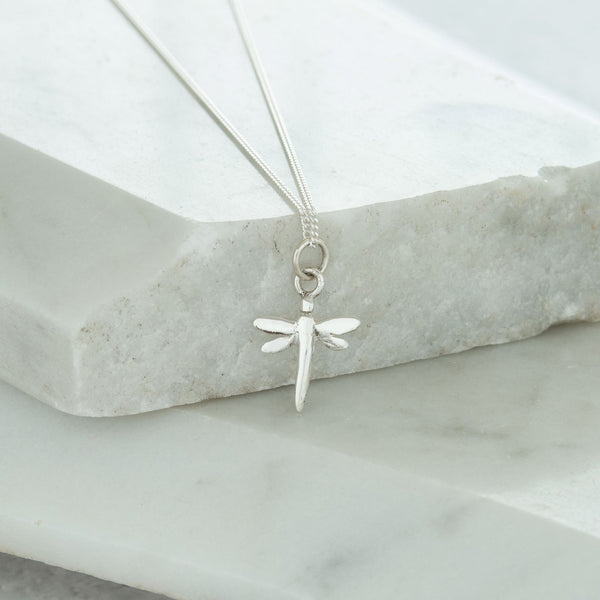 Dragonfly Charm Necklace Sterling Silver