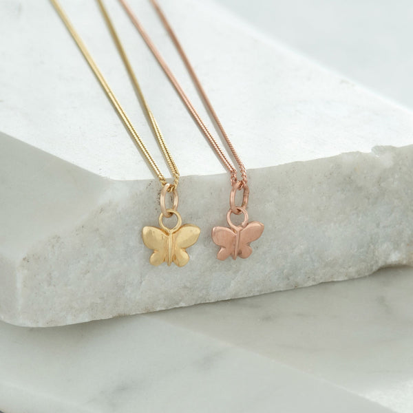 Butterfly Charm Necklace Rose Gold Vermeil