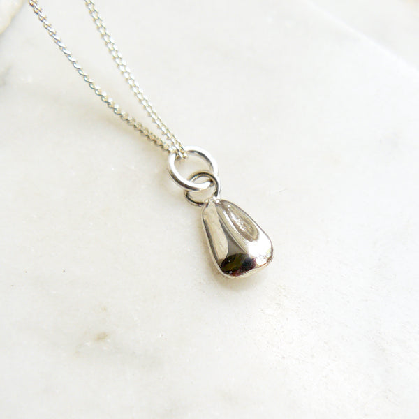 Sunflower Seed Charm Necklace Sterling Silver