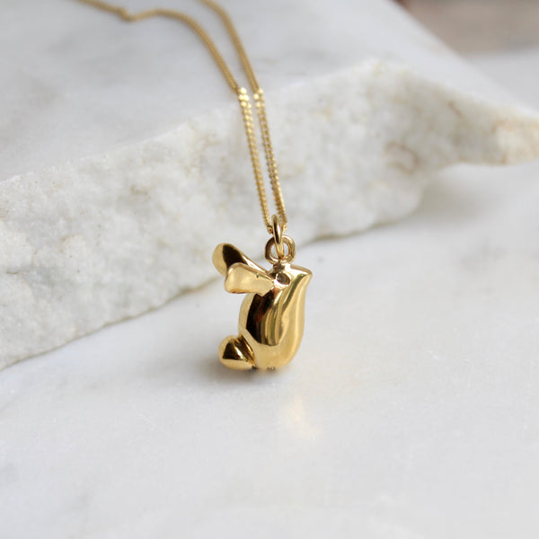 Rabbit Pendant Necklace Gold Vermeil