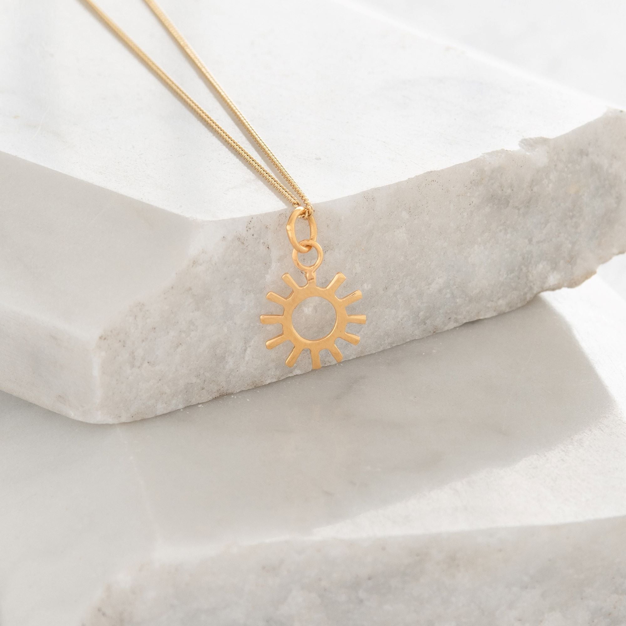 Sun Charm Necklace Gold Vermeil