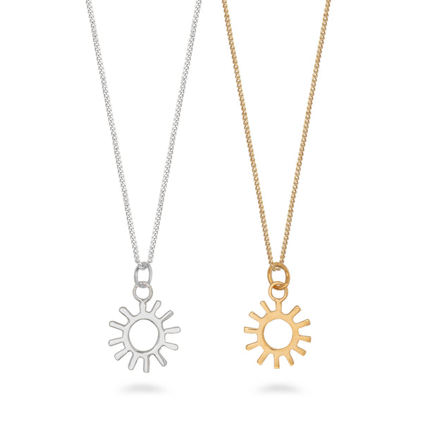 Sun Charm Necklace Gold Vermeil