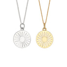 Daisy token necklace pendant in gold and silver 