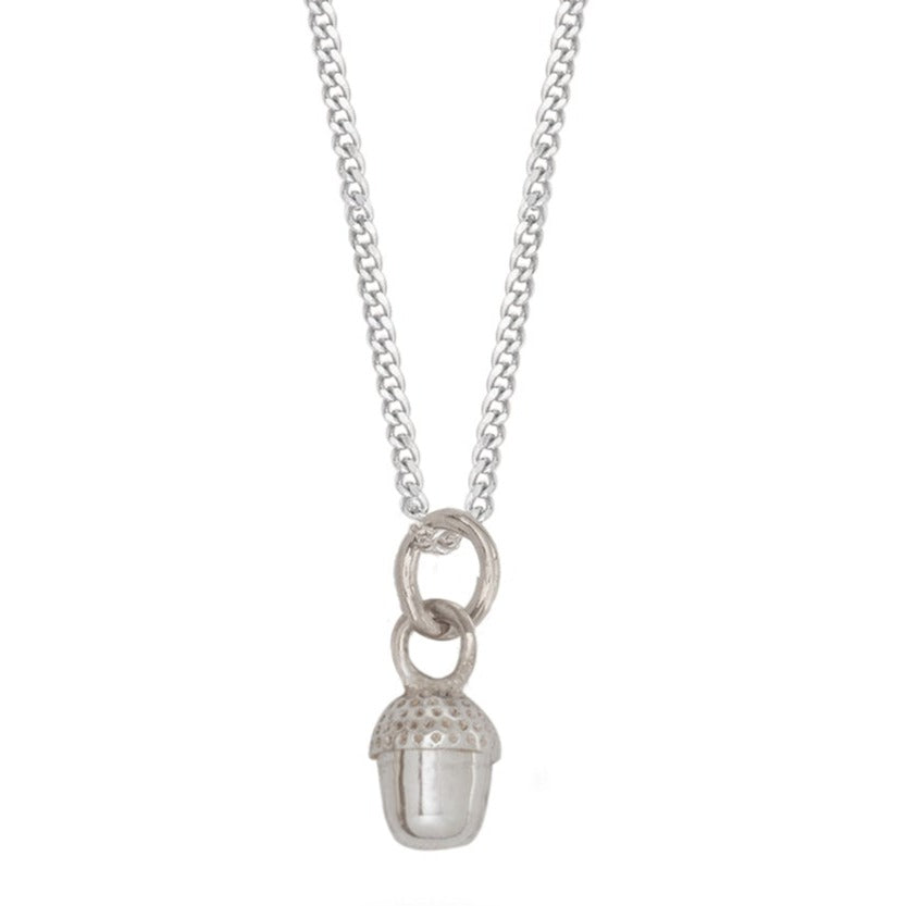 Mini Acorn Charm Necklace Sterling Silver