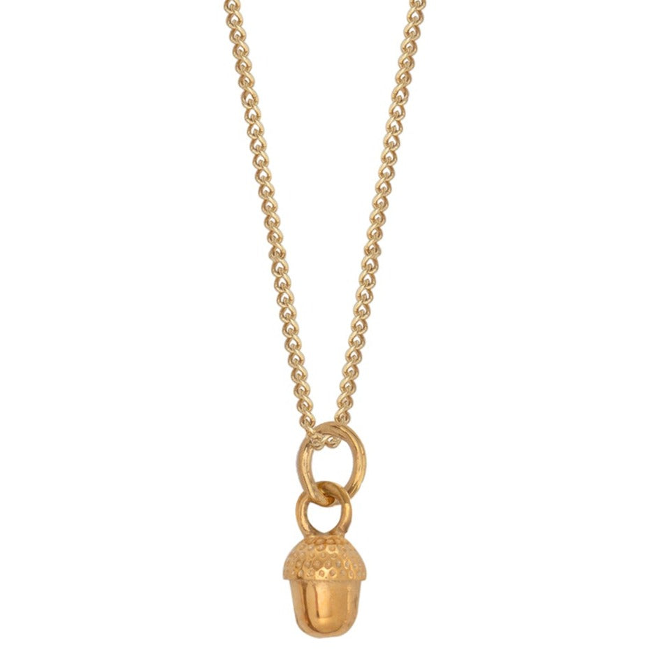 Mini Acorn Charm Necklace Gold Vermeil