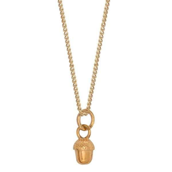 Tiny Acorn Charm Necklace Gold Vermeil