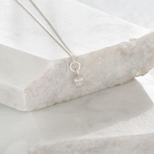 Tiny Acorn Charm Necklace Sterling Silver
