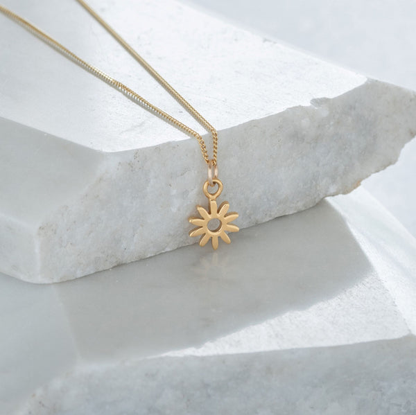 Tiny Flower Charm Necklace Gold Vermeil