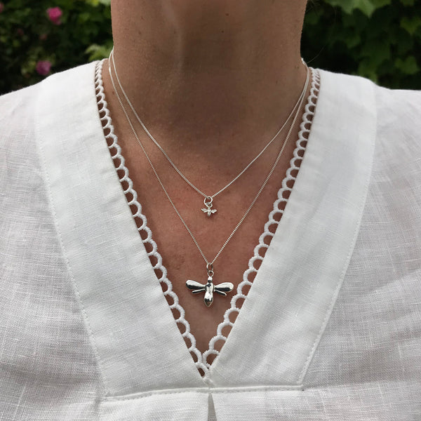 Queen Bee Pendant Necklace Sterling Silver