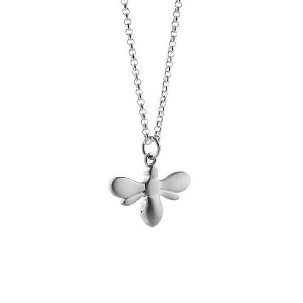 brushed silver queen bee in sterling silver necklace 