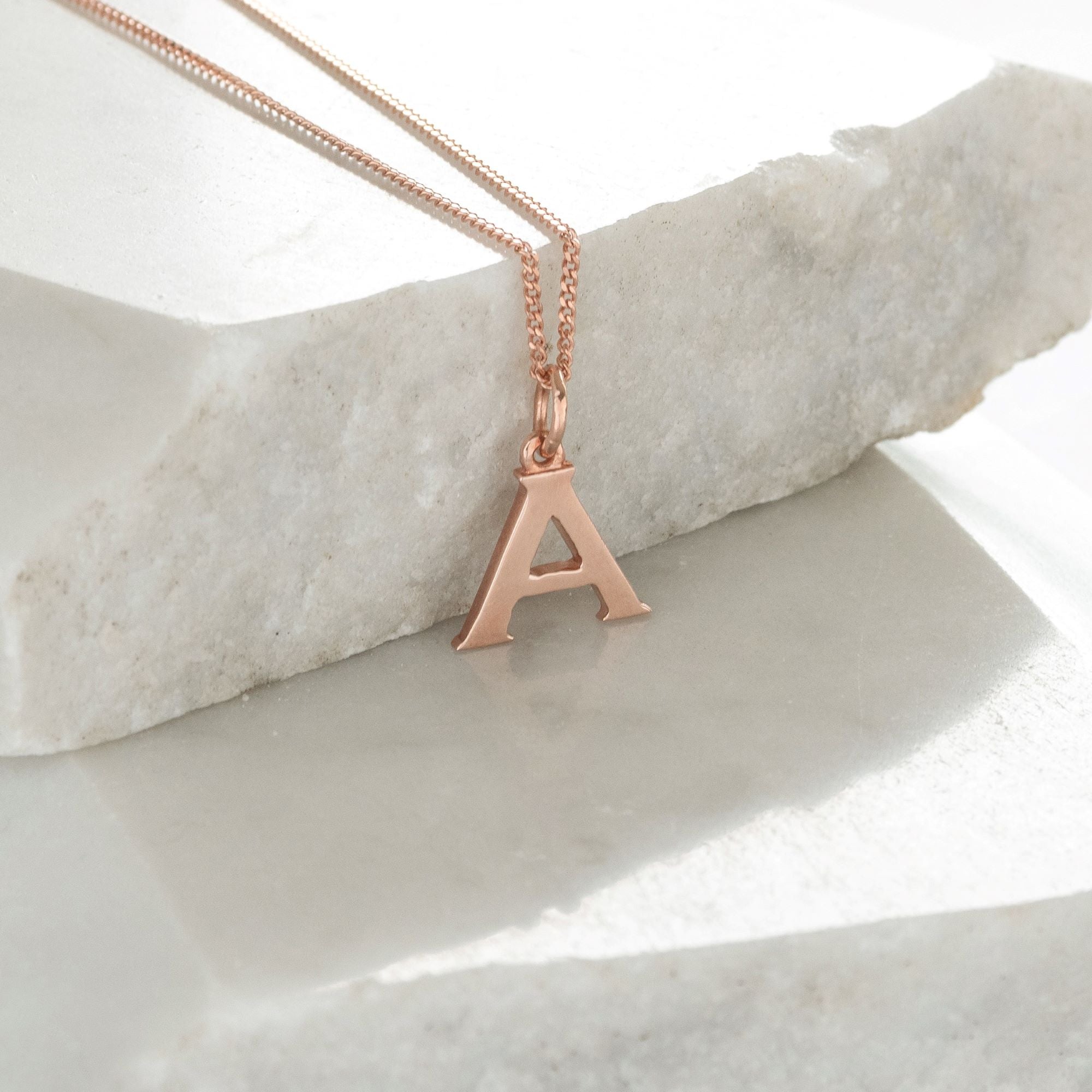 Letter Charm Necklace Rose Gold Vermeil