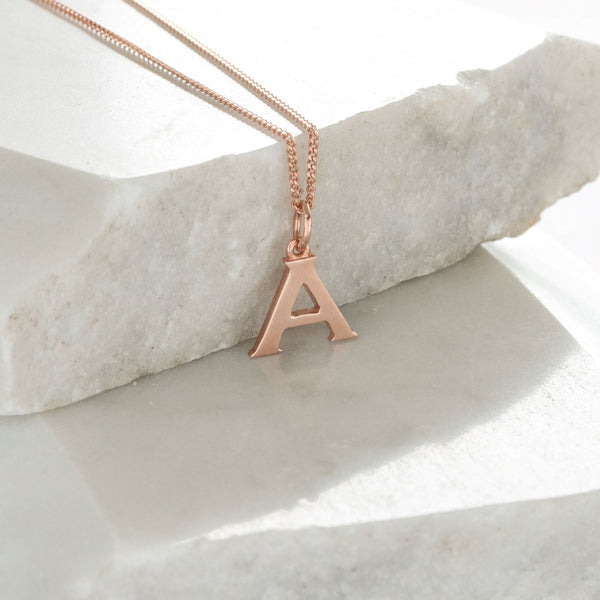 Letter Charm Necklace Rose Gold Vermeil