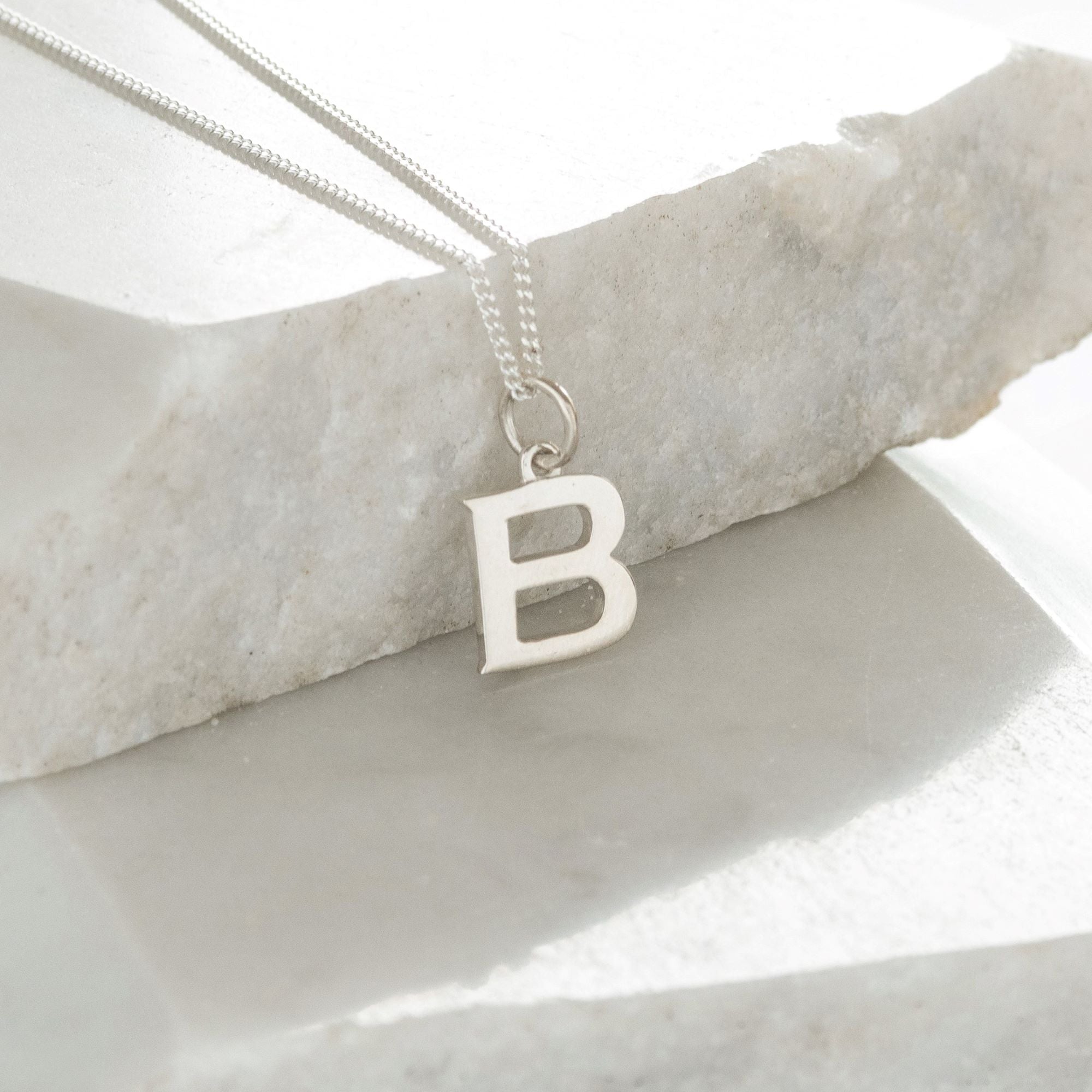Letter Charm Necklace Sterling Silver