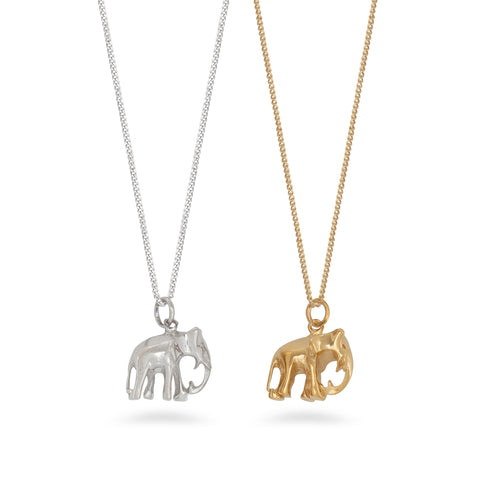 Elephant Pendant Necklace Gold Vermeil
