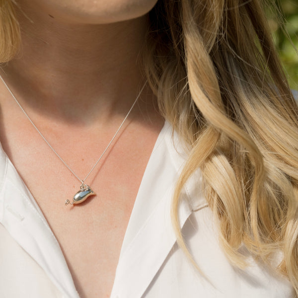 Mouse Pendant Necklace Sterling Silver