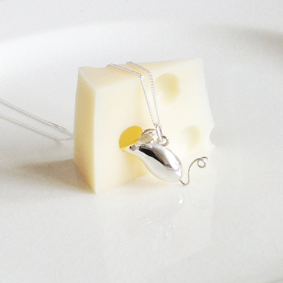 Mouse Pendant Necklace Sterling Silver
