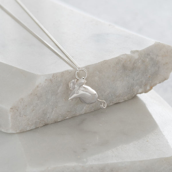 Mouse Pendant Necklace Sterling Silver