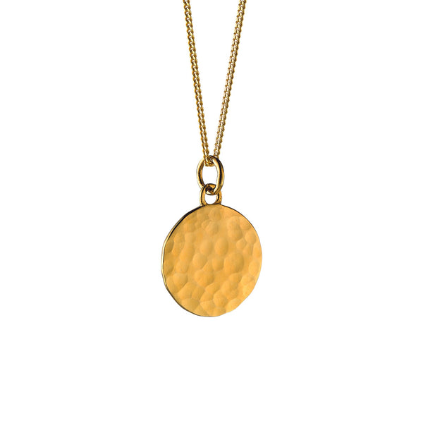 Hammered 15mm Gold Vermeil Disc Necklace