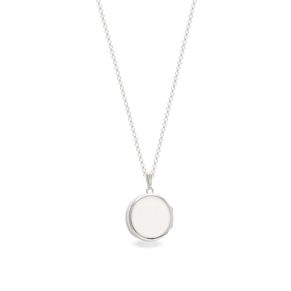Personalised Round Drum Locket Necklace Sterling Silver