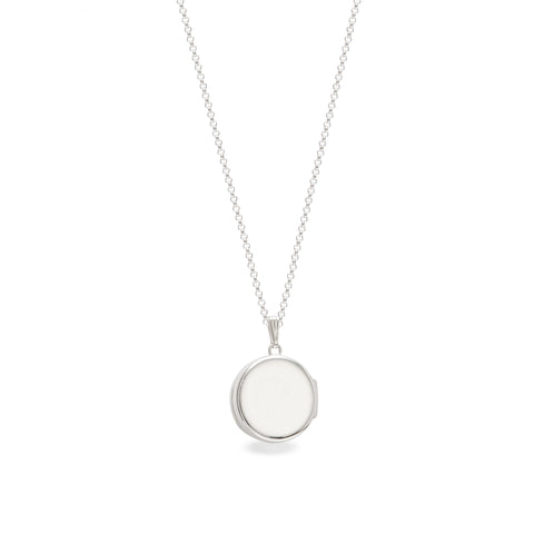 Personalised Round Drum Locket Necklace Sterling Silver