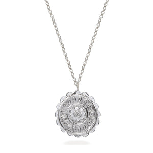 Flower And Petals Amulet Necklace Sterling Silver
