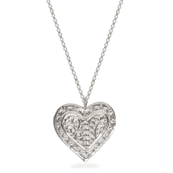 Iced Heart Amulet Necklace Sterling Silver