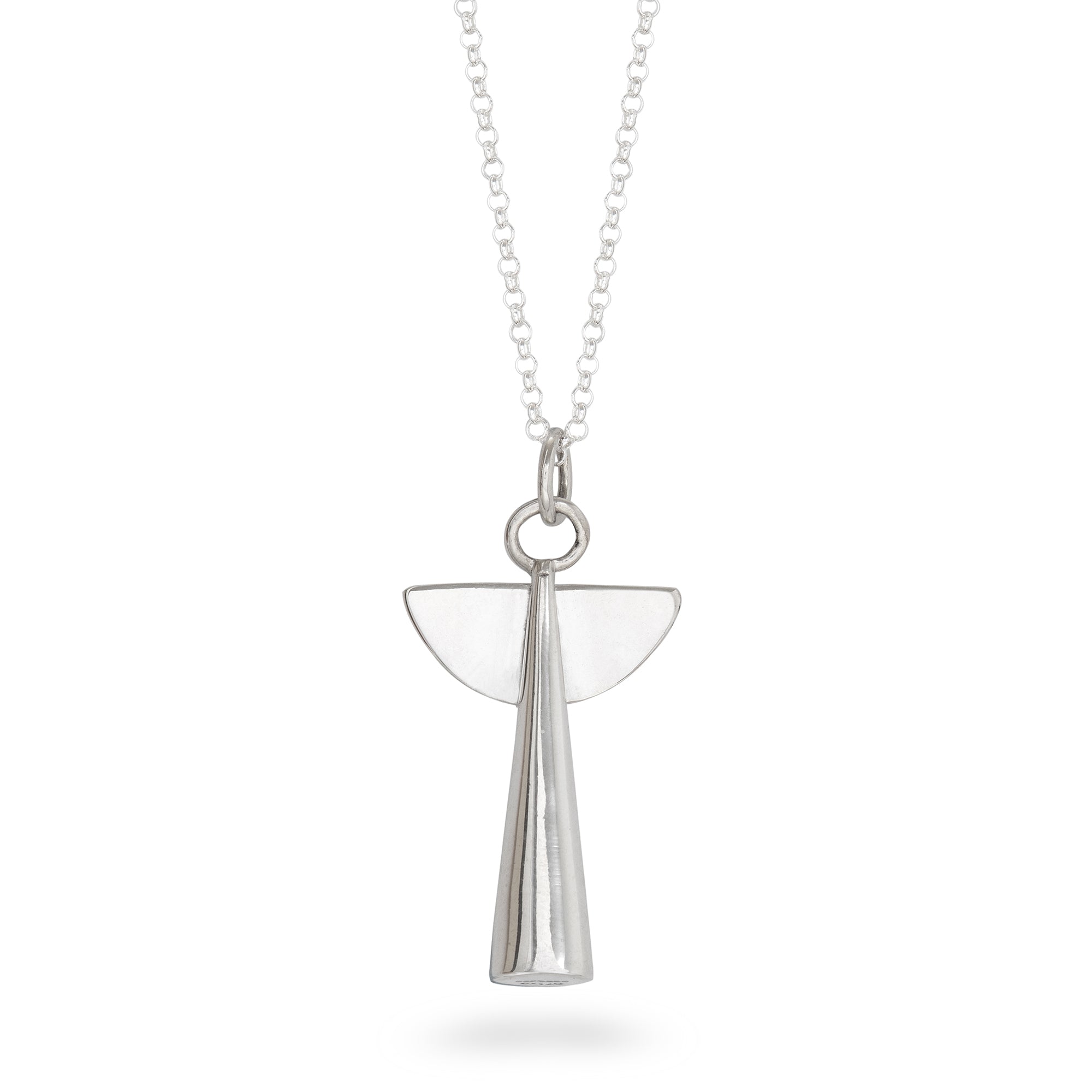 Extra Large Angel Pendant Necklace Sterling Silver