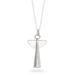 Extra Large Angel Pendant Necklace Sterling Silver