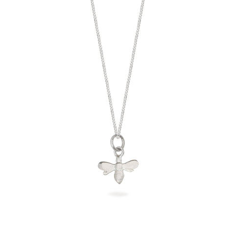 Tiny Bee Charm Necklace Sterling Silver