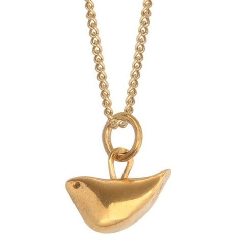 Mini Bird Charm Necklace Gold Vermeil