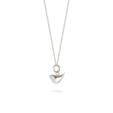 Tiny Bird Charm Necklace Sterling Silver