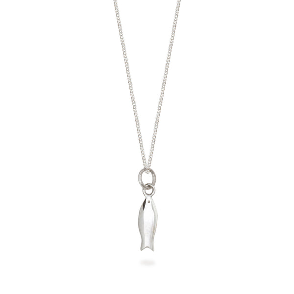 Tiny Fish Charm Necklace Sterling Silver