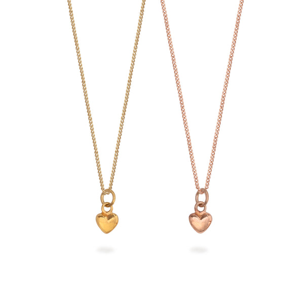 Tiny Heart Charm Necklace Gold or Rose Gold Vermeil