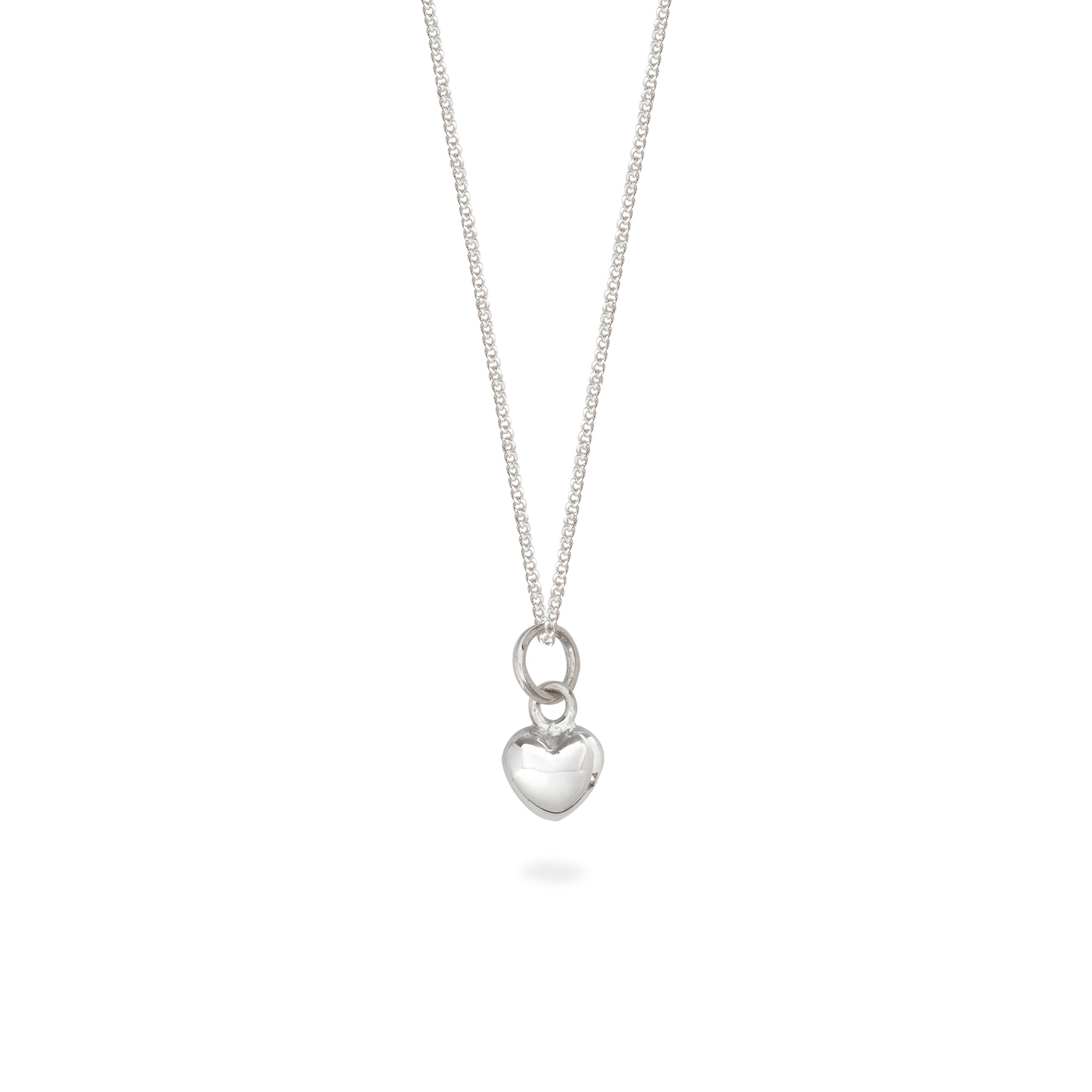 Tiny Heart Charm Necklace Sterling Silver