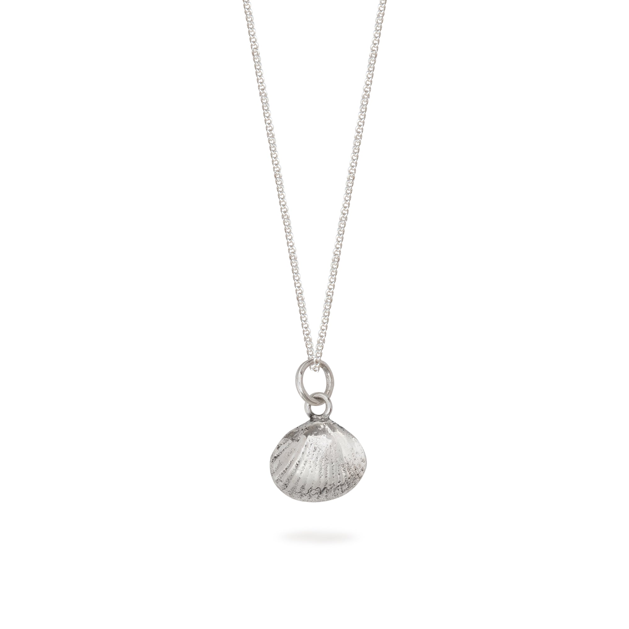 Tiny Shell Charm Necklace Sterling Silver