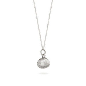 Tiny Shell Charm Necklace Sterling Silver