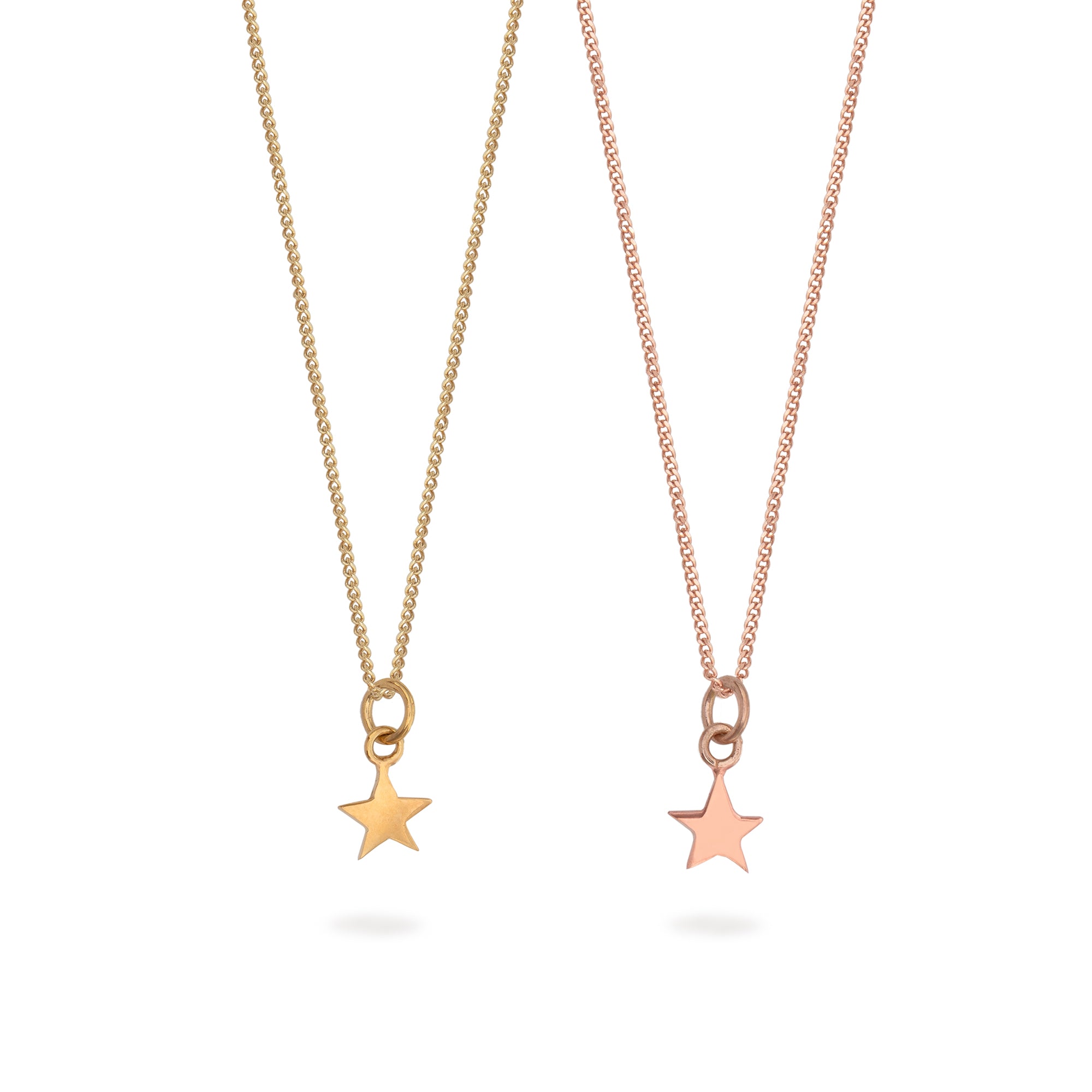 Star Charm Necklace Gold or Rose Gold Vermeil