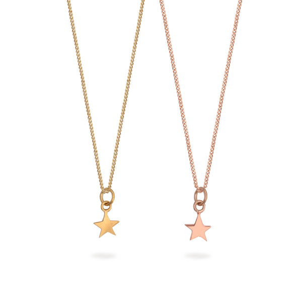 Star Charm Necklace Gold or Rose Gold Vermeil