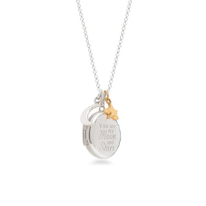 Personalised 'You are my moon and stars' Oval Locket Necklace Sterling Silver
