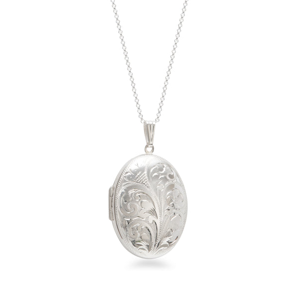 Personalised Extra Large Engraved Locket Necklace Sterling Silver