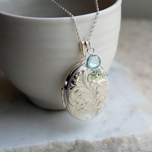 Personalised Extra Large Engraved Locket Necklace Sterling Silver