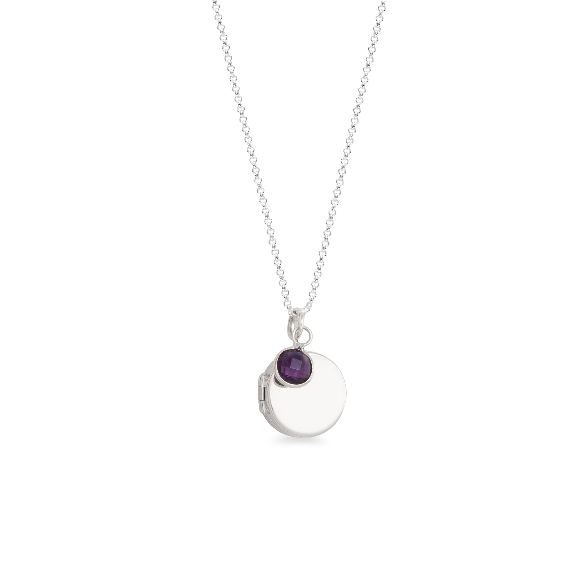 silver locket with birthstone 