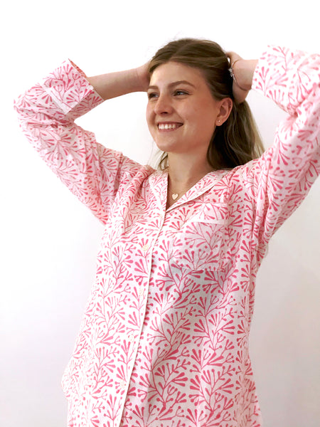 Pink Bud Block Printed Pyjamas